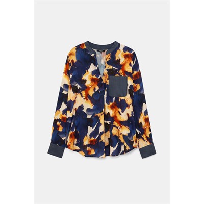 Blusa manga larga cuello pico