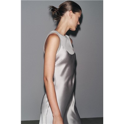 SATIN DRESS WITH WOOL
