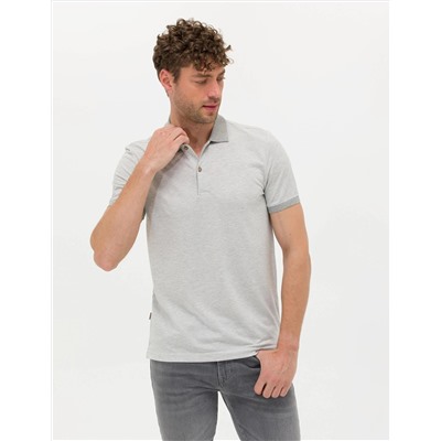 Açık Gri Melanj Slim Fit Polo Yaka Tişört