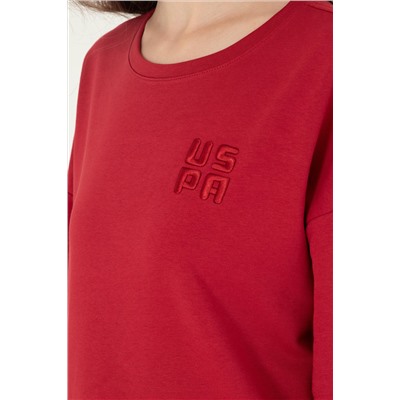 Kadın Kırmızı Basic Bisiklet Yaka Sweatshirt