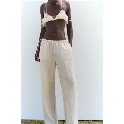 LINEN BLEND PALAZZO TROUSERS