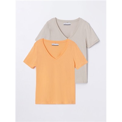 PACK DE 2 CAMISETAS BÁSICAS CON CUELLO PICO