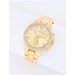 LADIES GOLD EMBELLISHED BEZEL WATCH
