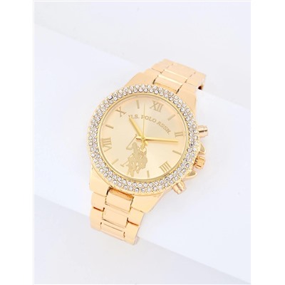 LADIES GOLD EMBELLISHED BEZEL WATCH