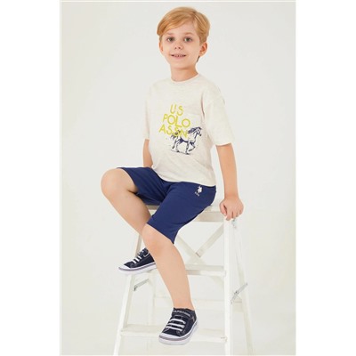 Erkek Çocuk Krem Melanj Pijama Takımı