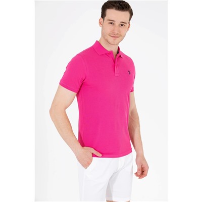 Erkek Fuşya Basic Polo Yaka Tişört