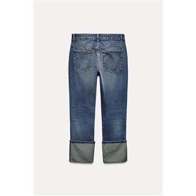HIGH-WAIST TRF STOVE PIPE FOLDED JEANS