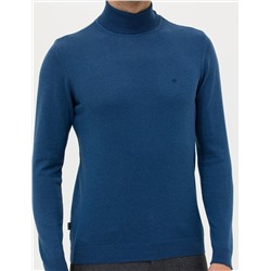 İndigo Melanj Slim Fit Balıkçı Yaka Basic Triko Kazak