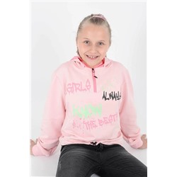AHENGİM Kids Ak722407 Kız Always Baskılı Kapüşonlu Sweatshirt 1-2-10001038
