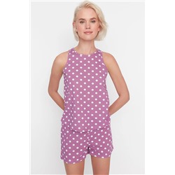 TRENDYOLMİLLA Lila Puantiyeli Atlet-Şort Örme Pijama Takımı THMSS23PT00001