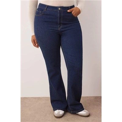 İndigo Yüksek Bel Comfort İspanyol Paça Flare Fit Jeans TBBAW23JE00001