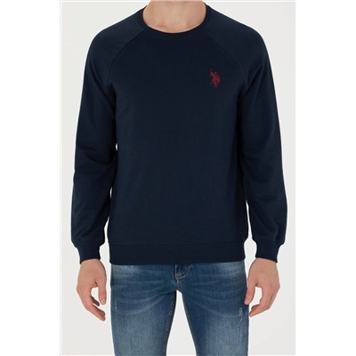 Erkek Lacivert Bisiklet Yaka Basic Sweatshirt