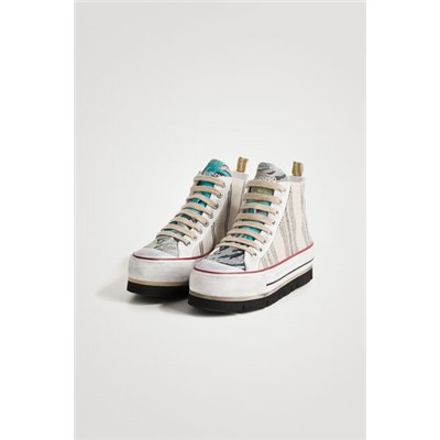 Sneakers altas plataforma rayas