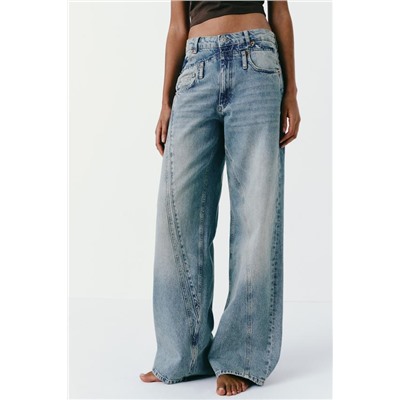 TRF WIDE-LEG MID-RISE DECONSTRUCTED JEANS