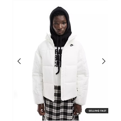 Nike classic puffer jacket in off white