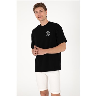 Erkek Oversize Fit Bisiklet Yaka Siyah Tişört