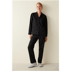 Penti Dark Sky Uzun Kollu Gömlek Siyah Pijama Takımı PNF8HIUC23SK-BK3