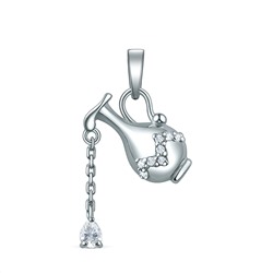 Подвеска из серебра с фианитами родированная - Кувшин 3-003р200