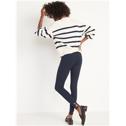 High-Waisted Lattice-Hem Ankle Leggings For Women