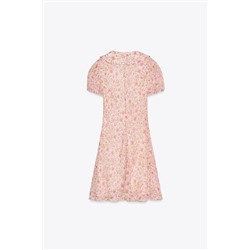 FLORAL PRINT SHORT DRESS WITH PETER PAN COLLAR