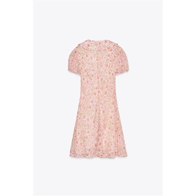 FLORAL PRINT SHORT DRESS WITH PETER PAN COLLAR