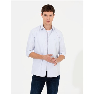 Açık Mavi Slim Fit Uzun Kollu Gömlek