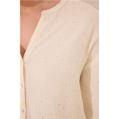 Pijama camisero muselina 100% algodón blanco
