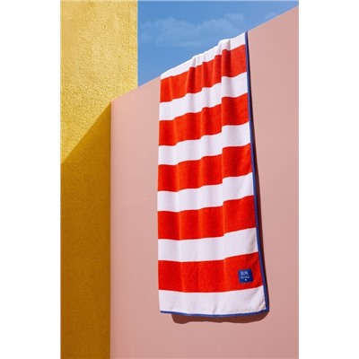 Biasse %100 Pamuk Plaj Havlusu - Beyaz/Turuncu - 70x150 cm