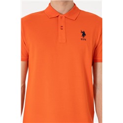 Erkek Slim Fit Polo Yaka Nar Çiçeği Basic Tişört