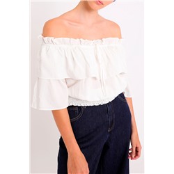 Crop top avolantado Blanco