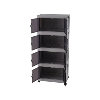 Davin 4 Katlı Portatif Kapaklı Dolap - Soft Gri