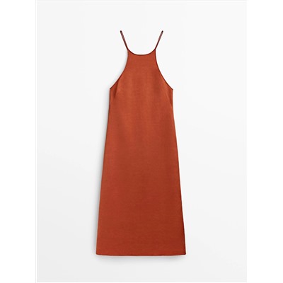 SATIN HALTER DRESS