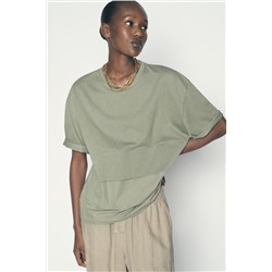 CONTRAST BOX PLEAT T-SHIRT