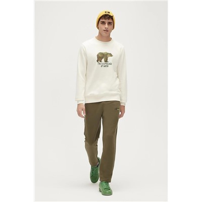Bad Bear RE-FINGER CREWNECK Erkek Sweatshirt 23.02.12.033MARSHMALLOW