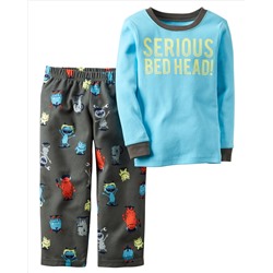2-Piece Cotton & Fleece PJs