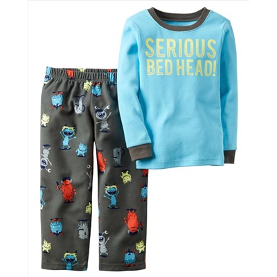 2-Piece Cotton & Fleece PJs