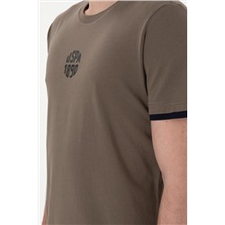 Erkek Regular Fit Bisiklet Yaka Vizon Tişört