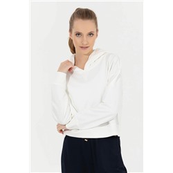 Kadın Ekru Kapüşonlu Sweatshirt