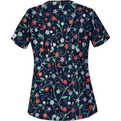 UA Flower Patch Navy Scrub Top