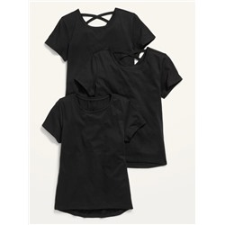 Softest Short-Sleeve Lattice-Back T-Shirt 3-Pack for Girls