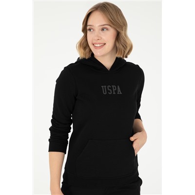 Kadın Siyah Basic Kapüşonlu Sweatshirt