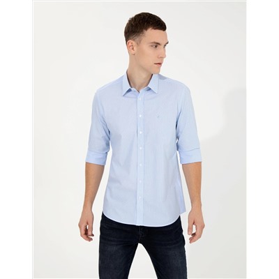 Açık Mavi Slim Fit Uzun Kollu Gömlek