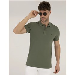 Haki Slim Fit  Polo Yaka Basic Tişört