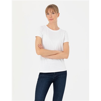 Beyaz Regular Fit Basic Tişört