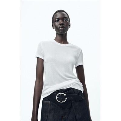 VISCOSE RIBBED T-SHIRT