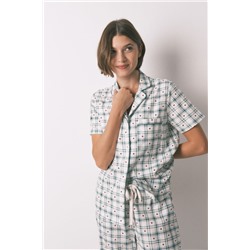 Pijama camisero algodón estampado cuadros