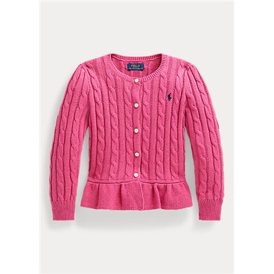 Girls 2-6x Cable Cotton Peplum Cardigan