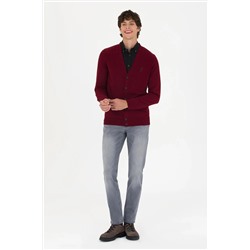 Erkek Bordo Basic Triko Hırka