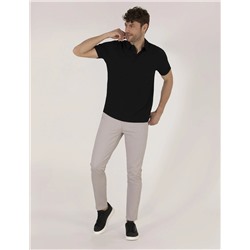 Siyah Slim Fit Dokulu Polo Yaka Tişört