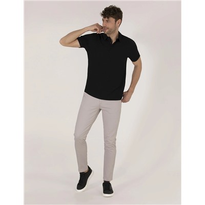 Siyah Slim Fit Dokulu Polo Yaka Tişört